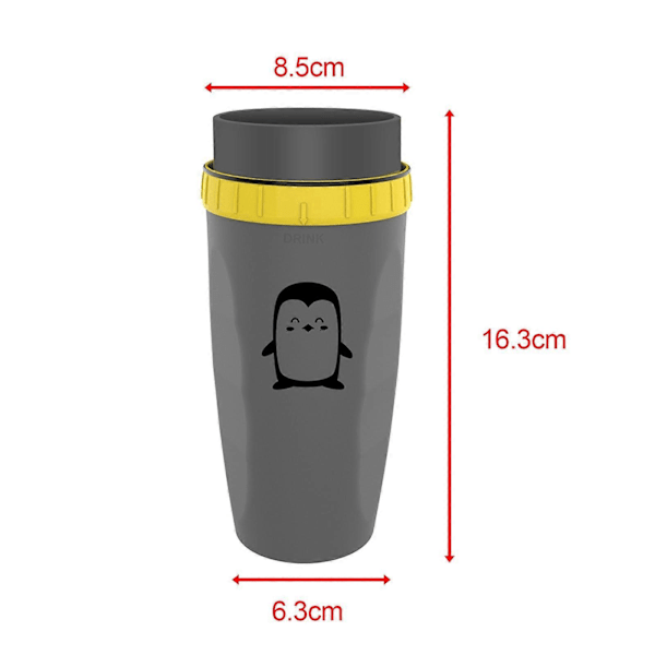 Bärbar Coverless Twist-mugg med isolerad kaffekopp i rostfritt stål Gray penguin