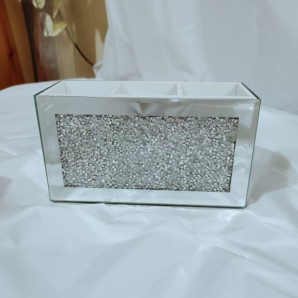 Makeup Brush Holder Organizer Crushed Diamond Mirror Jewel Beauty box Kop Container Opbevaring Case