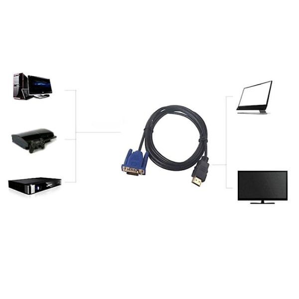 5m 1080P HDMI til VGA 15Pin hannkabeladapterledning for HDTV HD LCD