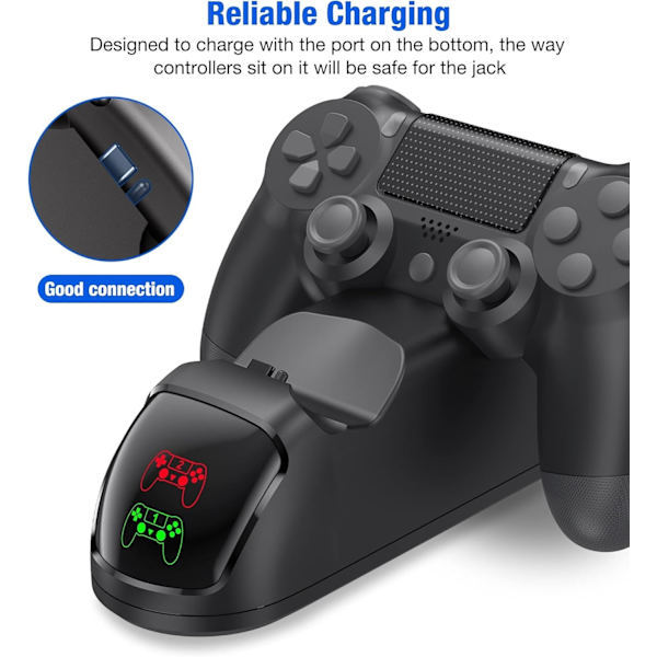 Dobbelt ladestation til to PS4/PS4 Slim/PS4 Pro controllere