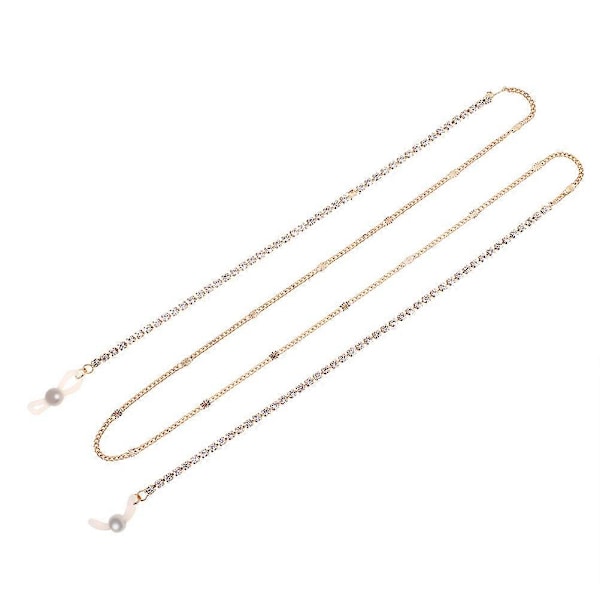 Mote Diamante Brillerem Dame Brille Gullfarget Legering Kjede Solbrilleholder Rem Anti-skli Brillefeste Lanyard