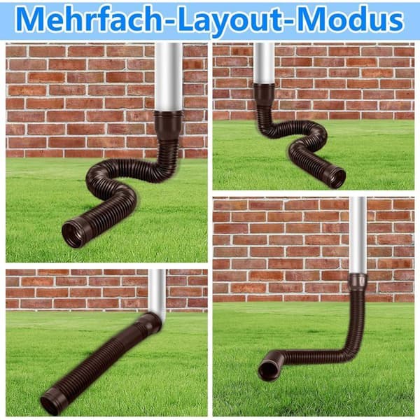 Flexibel stuprörsförlängningssats, passar 90/100 mm stuprör, justerbar längd 35–100 cm (brun, 2-pack)