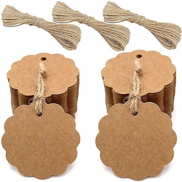 100 st kraftpapperslappar, presentlappar, 6x6 cm kraftpapperslappar - tomma lappar för presenter