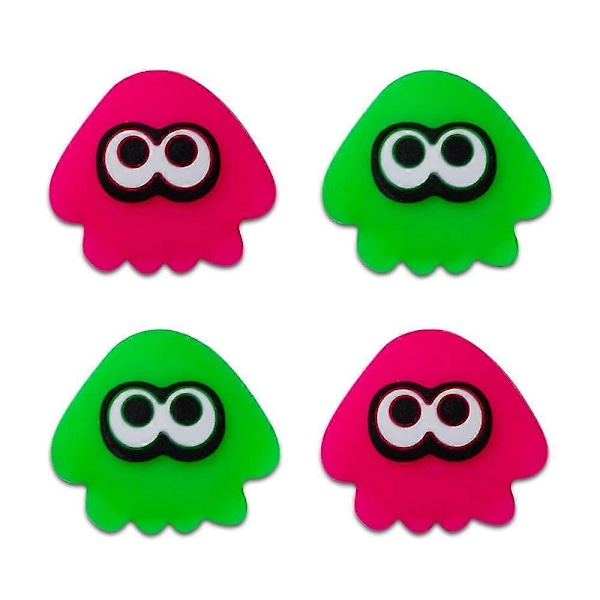 Söta Silikon Bläckfisk Switch Tumgrepp Skydd Joystick Kåpor För Splatoon Nintendo Switch/oled Lite Kontroller Red and Green