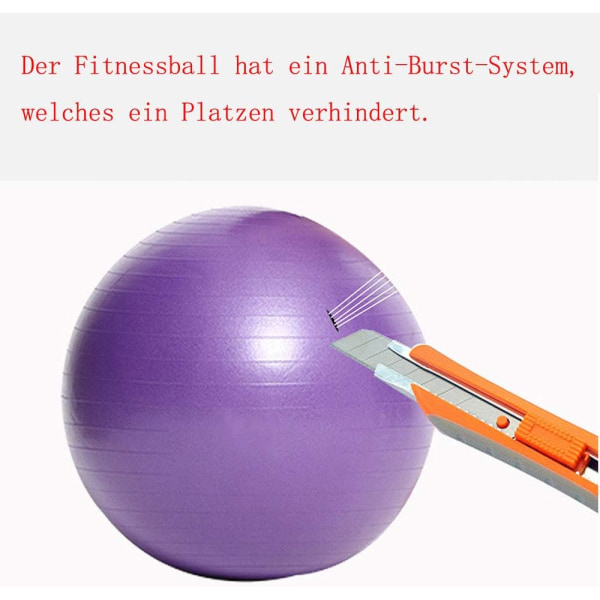 Sportsball Anti-Burst med ballpumpe Tykk Robust 300 kg Lastekapasitet Sportsball Balanse Pilates Yogaball for Office Home Gym (65CM Rosa)