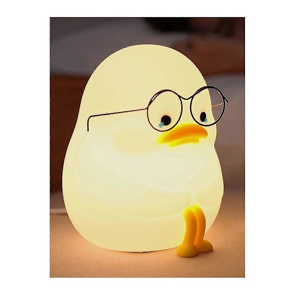 Happy Duck Natlampe til Børn, Silikone Natlampe til Børn, Sød og Dæmpbar Silikone Lampe til Ro