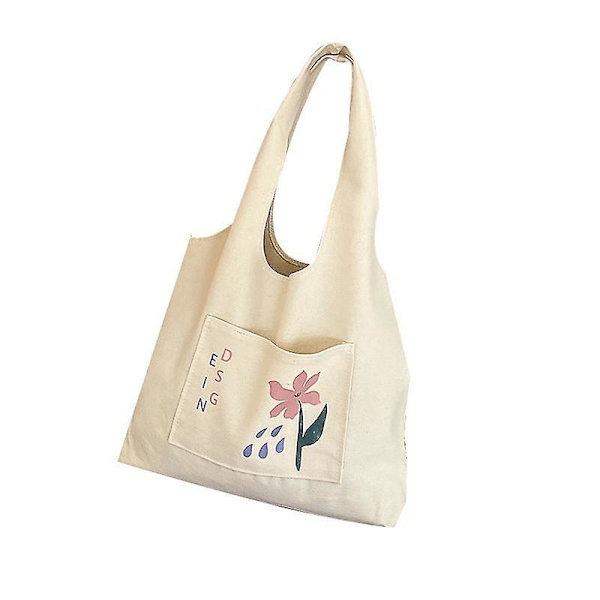 Bomullslerret handlepose Skulder Tote Shopper Bag Stor handlepose, 1 stk
