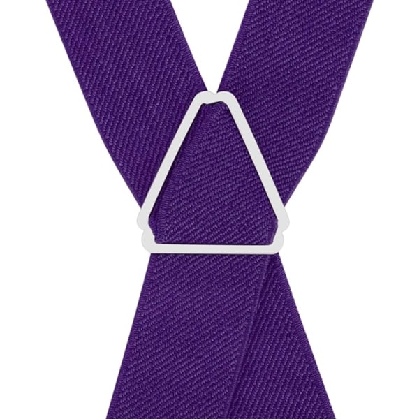 Herrhängslen med 4 clips X-form, justerbara elastiska hängslen för herrbyxor, hängslen för män för bröllop Business Casual hängslen (lila)
