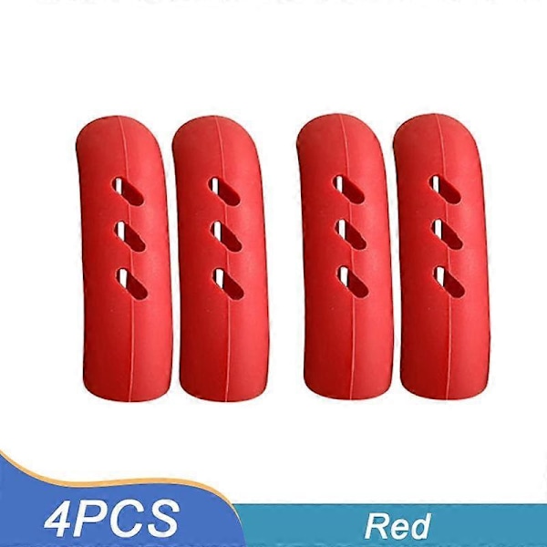 4/8/12 stk. Silikon Pannehåndtak Beskyttelse Varmeisolasjon Deksel Gryte Øreklips Sklisikker Steamer Kasserolle Pannehåndtak Holder Kjøkkenverktøy red 4pcs