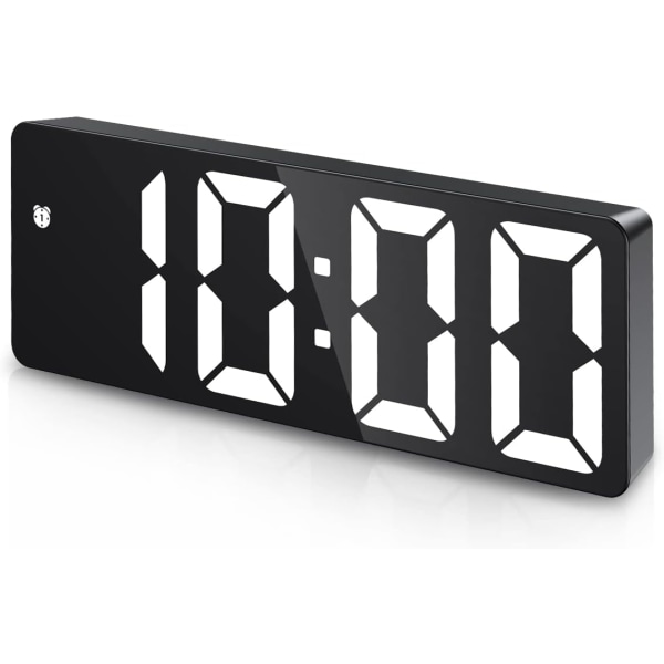 Digital väckarklocka, [uppgraderad version] LED-klocka för sovrum, elektronisk skrivbordsklocka med temperaturdisplay, justerbar ljusstyrka, röststyrning