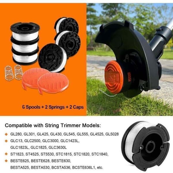 Trimmertrådspole - LUSKYKA® - 8 spoler - Kompatibel med Black & Decker