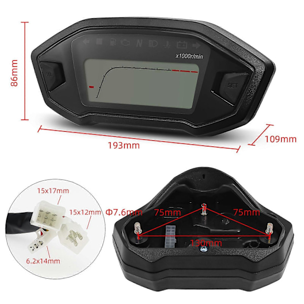 2023 Nyhet 7 Färger Digital Hastighetsmätare Moto Instrumentbräda 10000RPM Motorcykel LCD Display Odometer Varvräknare för 1,2,4 Cylinder sensor2