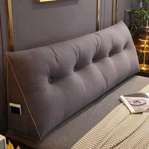 Mukava Lumbar-tyyny Sängylle Lukemiseen Selkänojatyyny Kolmion Muotoinen Päätytyyny Sängyn Kiila Tyny Suuri Lukemistyny 60x50x20cm, Tummanharmaa 60*20*50cm