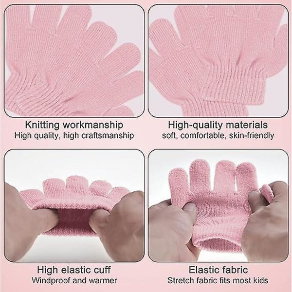 Varmt tørklæde og handsker huesæt til børn, småbørn vinterstrikket halsvarmere babyhandsker hue, vintertilbehørssæt 3-delt sæt 1-6 år