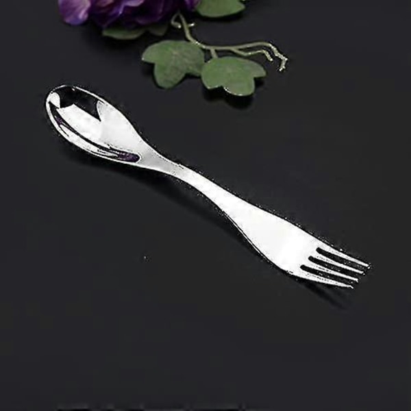 Rustfritt stål Spork Skje Gaffel Campingbestikk, Perfekt for Backpacking Utendørsaktiviteter, 3 stk