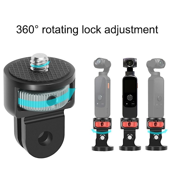 SS45181-A1 Aluminiumlegering 1/4 tums Skruv Stativ Adapter för Insta360 Gopro DJI, 360 Graders Rotation Multicolor Black Titanium