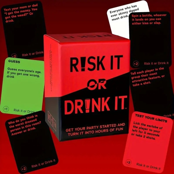 Riski tai juo Hauska juhlapeli korkeakoulukorttipeleihin, juomapelien esipeli, aikuisten korttijuhlat