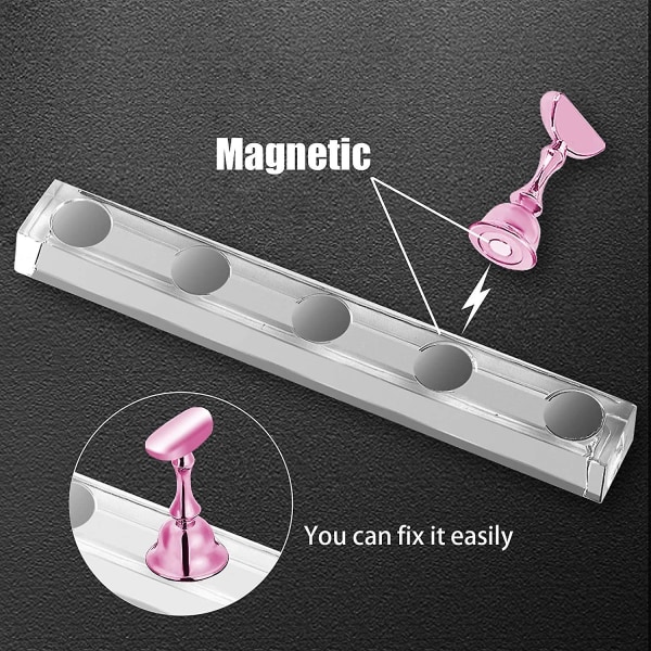 2 set nagelställ för press on naglar display, magnetisk falska naglar hållare för målning naglar övningar, nybörjare akryl nagelkonst kit tillbehör, nagel