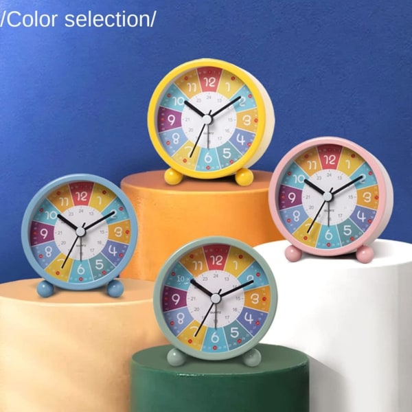 Pedagogisk vekkerklokke for barn Læringstid, stille og ikke-tikkende dekorativ klokke for klasserom eller soverom Rosa
