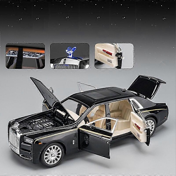 1:24 Rolls Royce Phantom Mansory Legeringsbil Diecasts & Leksaksfordon Bilmodell Ljud och ljus Dra tillbaka Billeksaker För Barn Gåvor Leksaksbilar Black