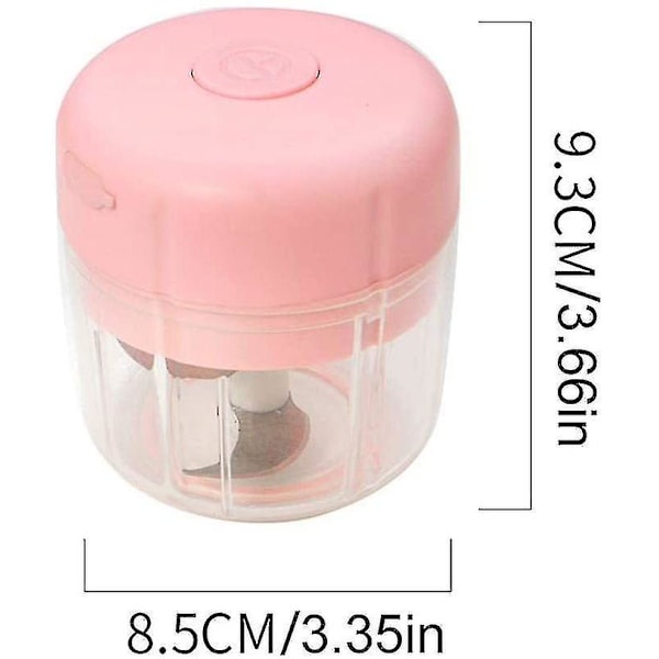 250ml Mini Matberedare, Mini Elektrisk Hackare, Portabel Elektrisk Matberedare, USB-Laddning Grönsaksmixer Med 3 Blad, S Kompatibel pink