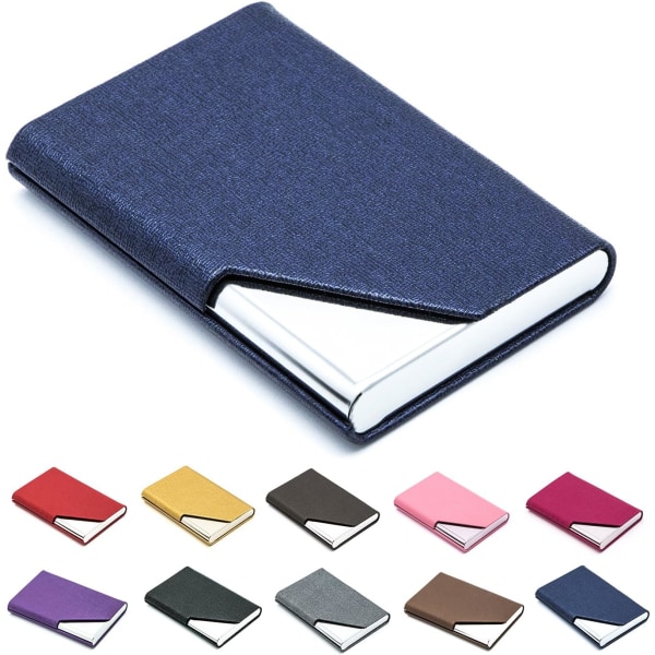 Visitkortshållare Lyxigt PU-läder & rostfritt stål Multi , Visitkortshållare Plånbok Kreditkorts-ID - case (blå)