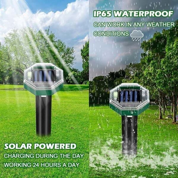 Ultraljudsdjursavvisare - LUSKYKA® - 360° ultraljudstäckning; 4-pack; 12m räckvidd; soldriven