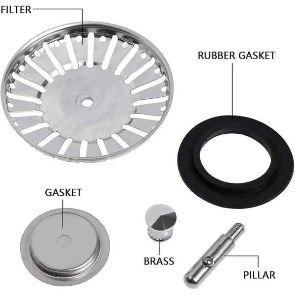 1 stk rustfritt stål + gummi kjøkkenvaskfilter avløpsfilter hårsil & filtervask Drop Shipping
