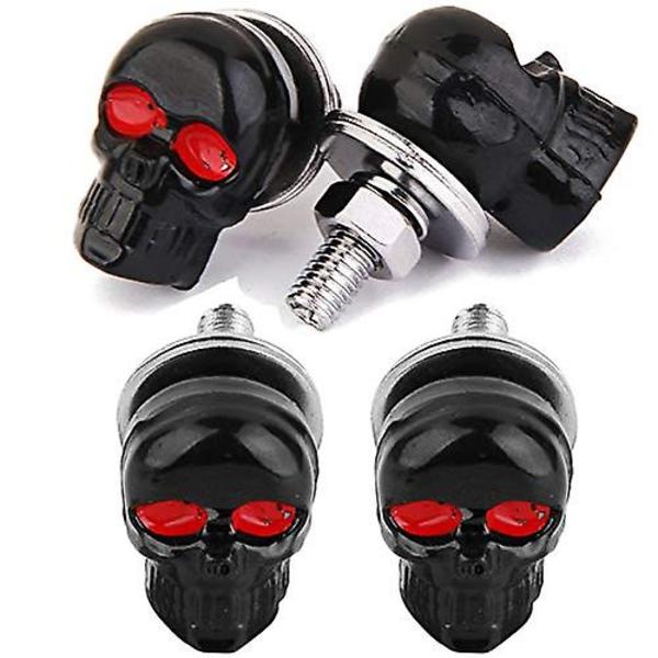 Skalle Licensskylt Skruvar Universal Bil Motorcykel Licensskylt Ram Bultar Fästelement 3d Skalle Rostfritt Stål Vindruta Trim Cover Ersättningssats