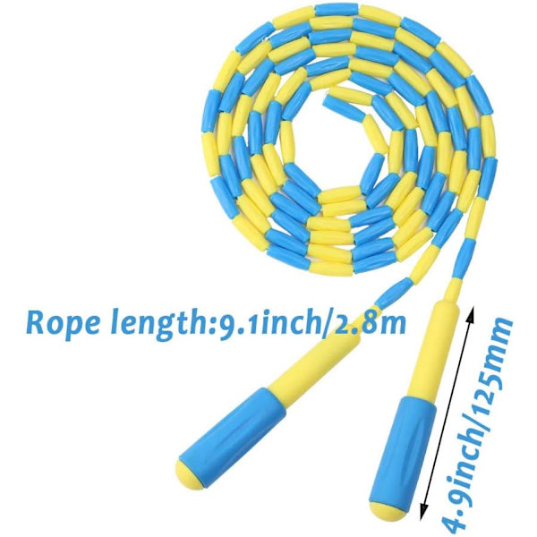Blød Perle Springtov, Justerbar Tangle-Free Segmenteret Fitness Springtov til Mænd, Kvinder, Børn og Studerende (9 Fod, 280 cm)