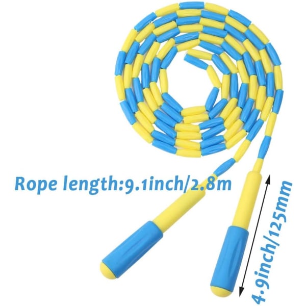 Mjuk hopprep med pärlor, justerbar trasselfri segmenterad fitnesshopprep för män, kvinnor, barn och studenter (9 fot, 280 cm)