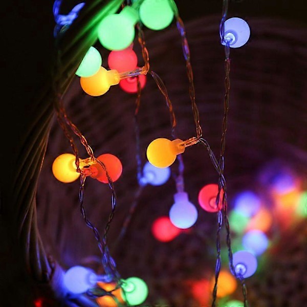 Vedenpitävä aurinkokennovaloketju, kristallipallo, valo puutarhaan, juhlakoriste, ulkokäyttöön USB-12M 100Leds Colorful Ball