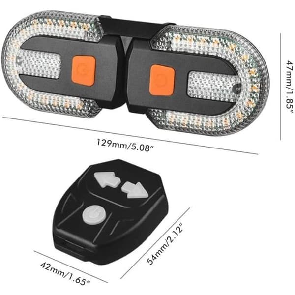 Sykkelblinklys - A164 - USB oppladbart - Fjernkontroll - 600 mAh - Rød