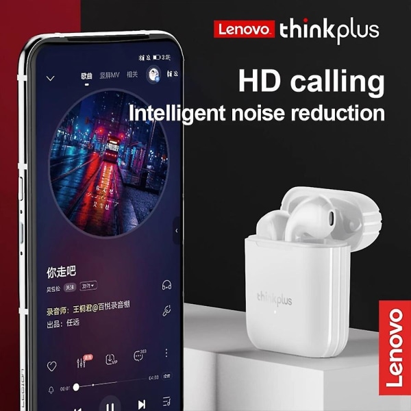 Lenovo Lp2 nya trådlösa Bluetooth 5.0 hörlurar Stereo Bass Touch Control Trådlösa sporthörlurar Vattentäta headset med mikrofon black