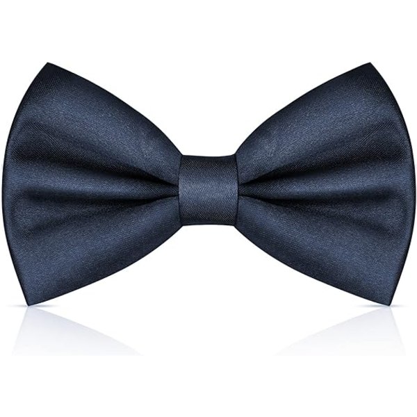 Herre Sløyfe, Klassisk Ensfarget Forhåndsknyttet Sløyfe for Menn, Sateng Tux Sløyfe, Justerbar Formell Hals Sløyfe for Fester, Bryllup (Marineblå)