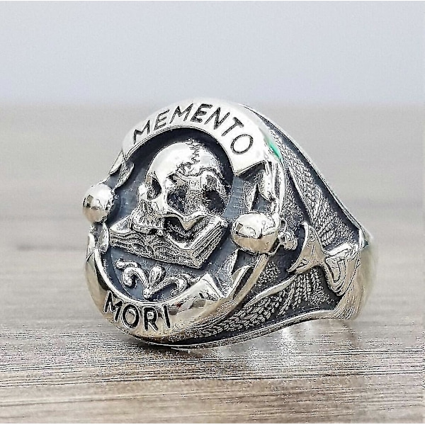 Memento Mori Hodeskalle Sterling Sølv Ring 9