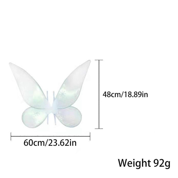 Bästsäljare - Fjärilsvingar för vuxna utklädningskläder, glittrande genomskinliga vingar, Halloween-fjärilskostym, änglavingar för barn, flickor och kvinnor white