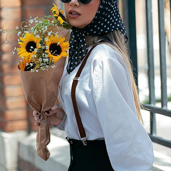 Herre seler med 4 klips X-form, justerbare elastiske seler til herrebukser, herre seler bryllup forretnings casual bukseseler (kaffe)