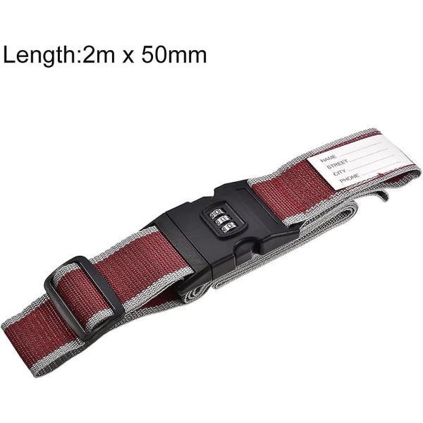 Luggage Straps Suitcase Belts With Buckle, Combination Lock, 2mx5cm Adjustable Pp Travel Gift