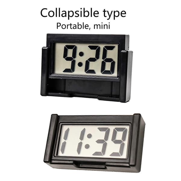 Automatisk elektronisk klocka instrumentbräda digital display självhäftande miniklocka Black