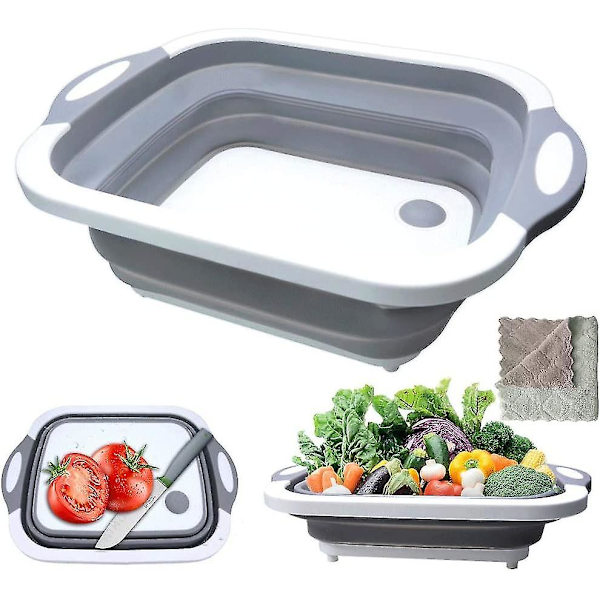 Fällbart skärbräda Kche, 3 i 1 skärbräda plast Bärbar skärbräda för kök Frukt Grönsaker Multifunktion Köksbräda Frukostbräda med