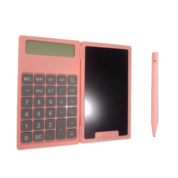 Skolesesong Vitenskapelig kalkulator Sammenleggbar nettbrett Business Office Bærbar kalkulator LCD-nettbrett, rosa