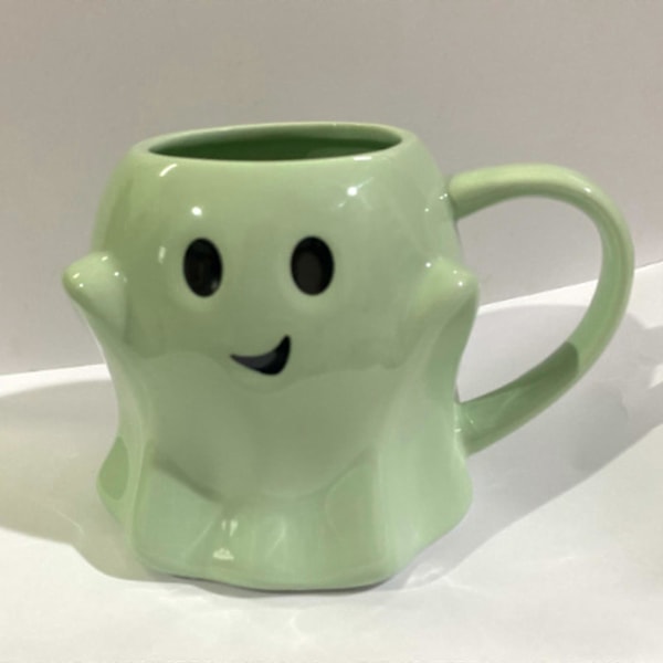 14oz Halloween Spøkelseskopp Søt Keramisk Spøkelseskopp Koselig Spøkelsesdekorasjon Skummel Spøkelseskopp Ghostface-kopp Kaffebeger For Voksne Barn Kvinner Høytid Green One size