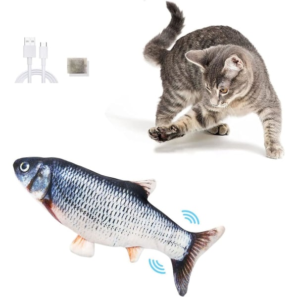 Elektrisk fisk Kattemynteleke, simulering Fiskekatteleker for innekatter Kjæledyr Katteleke Kattunge for pute Tyggebitt Kick Katt Interaktivt leketøy