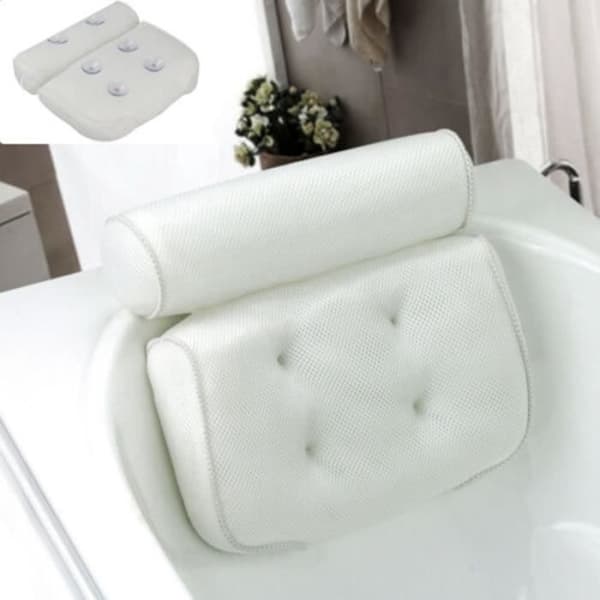 Nakkestøtte - 3D SPA Pute Antibakteriell - Mesh Badekarpute - Hvit