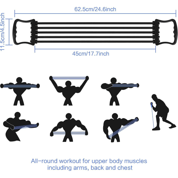 Bryst Ekspander Puller, 5 Rør Bryst Ekspander Muskel Pull Exerciser Bryst Arm Ekspander Bryst Ekspander Fitness Justerbar Bryst Ekspander Til Hjem Gym M