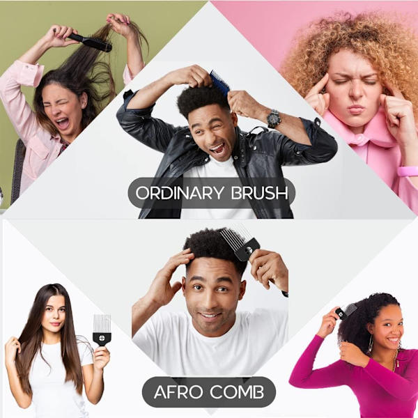 Metall Afro Kam – Slät & Robust Metall Hårplocka för Utredning och Styling – Afro Plocka för Lockigt Hår – För Hem & Salong (Metall Afro Kam)