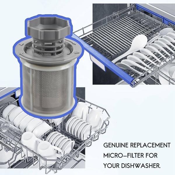 2-delt oppvaskmaskin nettingfiltersett grå pp for Bosch oppvaskmaskin 427903 170740-serien erstatning for