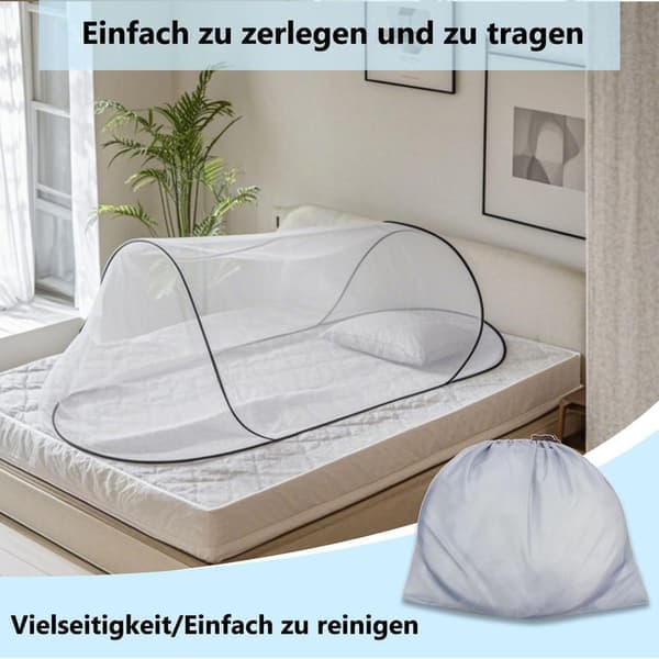 Myggenet med myggebeskyttelse - bærbart foldbart net 200x80x56 cm, åndbart med tæt net, til seng, rejser og camping black