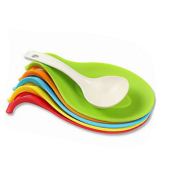 Silikoneske Rest, Fleksibel Genanvendelig Ske, Skovl, Spisesæt Holder, Suppeske Form Rest Madlavningsske Stativ Redskab Rest Fad(4stk, Orange